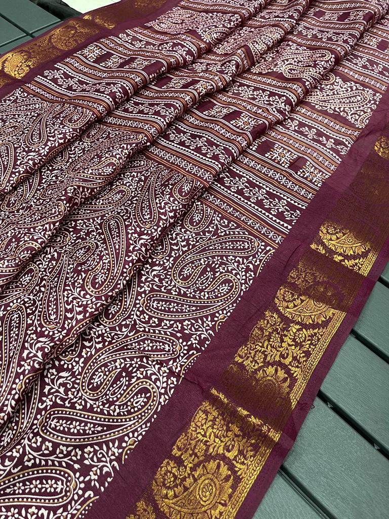 Soft Flower Tussar Silk Printed Non Catalog Sarees